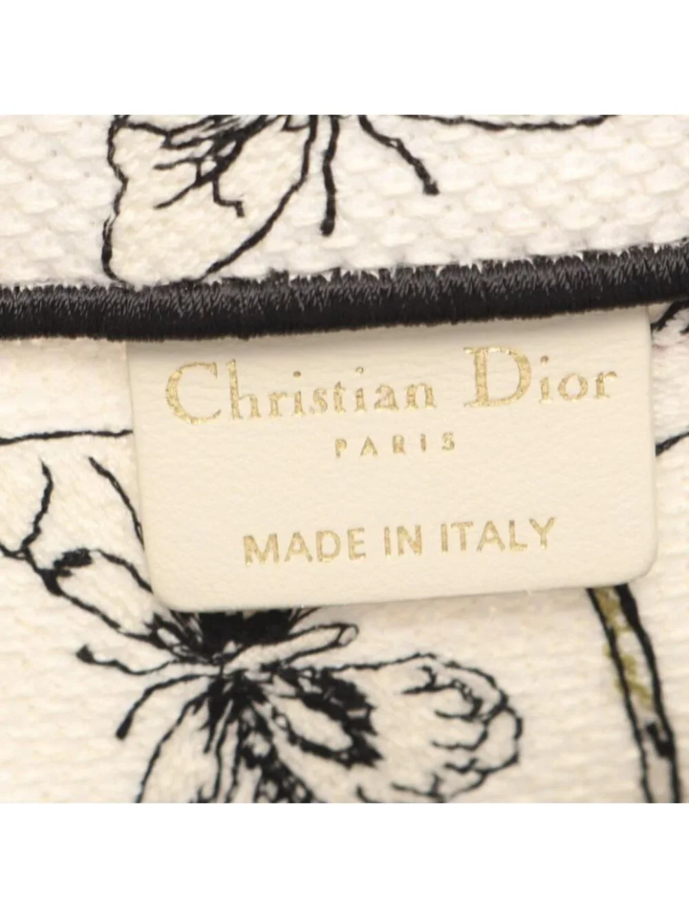 Dior Tote Bag Book White Black Multi Canvas Butterfly & Iris